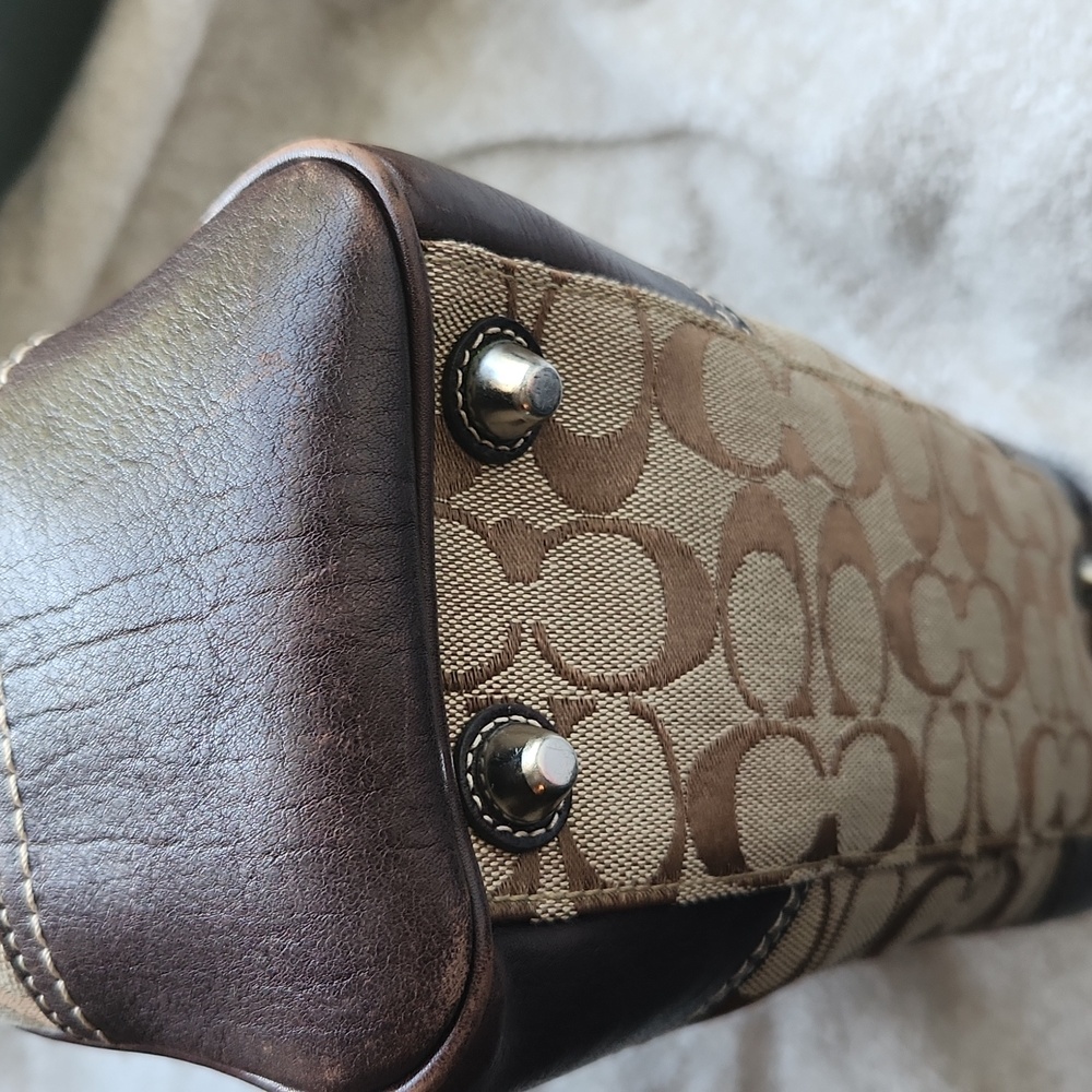 Coach Signature Hampton Canvas & Leather Shoulder Bag - Picture 13 of 16